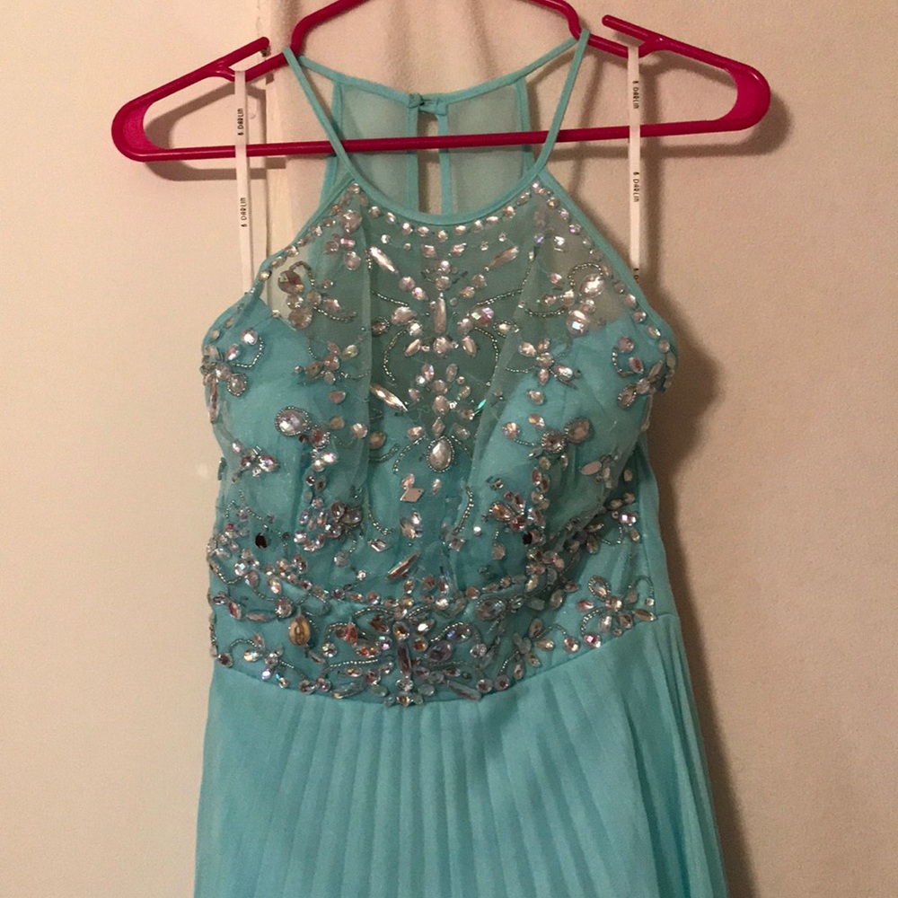 Bee Darlin’ Teal Maxi Prom Dress